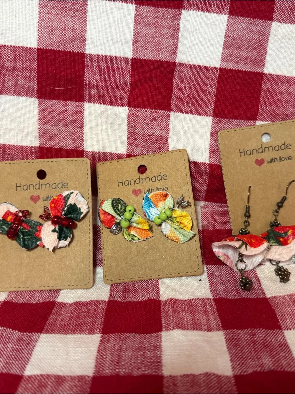 Handmade Kids Floral Butterfly Earrings - Green & Multicolor